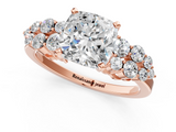 Rose gold Cushion Cluster Diamond Engagement Ring with Pavé Band and Four-Prong Setting_72