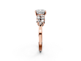 Rose gold Cushion Cluster Diamond Engagement Ring with Pavé Band and Four-Prong Setting_73