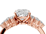 Rose gold Cushion Cluster Diamond Engagement Ring with Pavé Band and Four-Prong Setting_75