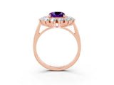 Rose gold Cushion Cut Amethyst Floral Double Halo Engagement Ring with Prong Setting_63