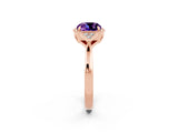 Rose gold Cushion Cut Amethyst Halo Ring with Tapered Band and Four-Prong Setting_2