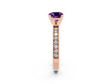 Rose gold Cushion Cut Amethyst Milgrain Pavé Engagement Ring with Four-Prong Setting_14