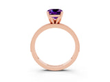 Rose gold Cushion Cut Amethyst Milgrain Pavé Engagement Ring with Four-Prong Setting_15