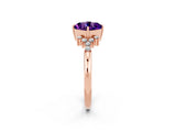 Rose gold Cushion Cut Amethyst Ring with Side Stones and Four-Prong Setting_38