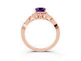 Rose gold Cushion Cut Amethyst Solitaire Celtic Knot Ring with Four-Prong Setting_15
