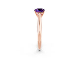 Rose gold Cushion Cut Amethyst Solitaire Engagement Ring with Cathedral Setting and Four-Prong Mount_32
