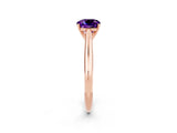 Rose gold Cushion Cut Amethyst Solitaire Engagement Ring with Cathedral Setting and Four-Prong Mount_80