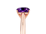 Rose gold Cushion Cut Amethyst Solitaire Engagement Ring with Cathedral Setting and Four-Prong Mount_83