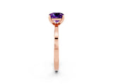 Rose gold Cushion Cut Amethyst Solitaire Engagement Ring with Classic Band and Four-Prong Setting_26