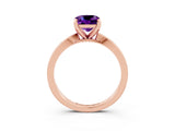 Rose gold Cushion Cut Amethyst Solitaire Engagement Ring with Classic Band and Four-Prong Setting_27