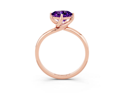 Rose gold Cushion Cut Amethyst Solitaire Engagement Ring with Four-Prong Setting and Classic Band_15