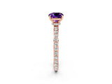 Rose gold Cushion Cut Amethyst Solitaire Engagement Ring with Pavé Band and Four-Prong Setting_2
