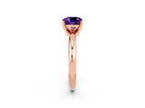 Rose gold Cushion Cut Amethyst Solitaire Engagement Ring with Round Band and Four-Prong Setting_2