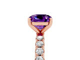 Rose gold Cushion Cut Amethyst Solitaire Pavé Band with Four-Prong Setting_5