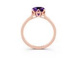Rose gold Cushion Cut Amethyst Solitaire Ring with Flower Prong Setting and Classic Band_15