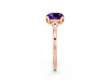 Rose gold Cushion Cut Amethyst Solitaire Ring with Flower Prong Setting and Classic Band_38