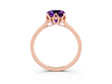 Rose gold Cushion Cut Amethyst Solitaire Ring with Flower Prong Setting and Classic Band_39