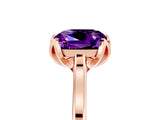 Rose gold Cushion Cut Amethyst Solitaire Ring with Flower Prong Setting and Classic Band_41