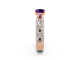 Rose gold Cushion Cut Amethyst Solitaire Ring with Pavé and Channel Set Band_2