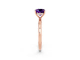 Rose gold Cushion Cut Amethyst Solitaire Ring with Thin Band and Four-Prong Setting_2