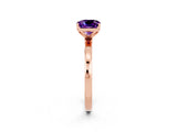 Rose gold Cushion Cut Amethyst Solitaire Ring with Thin Band and Prong Setting_14