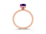 Rose gold Cushion Cut Amethyst Solitaire Ring with Thin Band and Prong Setting_15