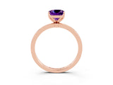 Rose gold Cushion Cut Amethyst Solitaire Ring with Thin Band and Prong Setting_27
