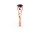 Rose gold Cushion Cut Amethyst Solitaire Ring with Wide Band and Prong Setting_2