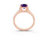 Rose gold Cushion Cut Amethyst Solitaire Ring with Wide Band and Prong Setting_3