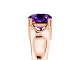 Rose gold Cushion Cut Amethyst Solitaire Ring with Wide Band and Prong Setting_5