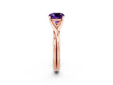 Rose gold Cushion Cut Amethyst Solitaire Twist Band Prong Setting Ring_62
