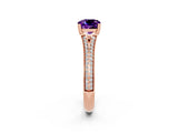 Rose gold Cushion Cut Amethyst Split Shank Engagement Ring with Pavé Band_2