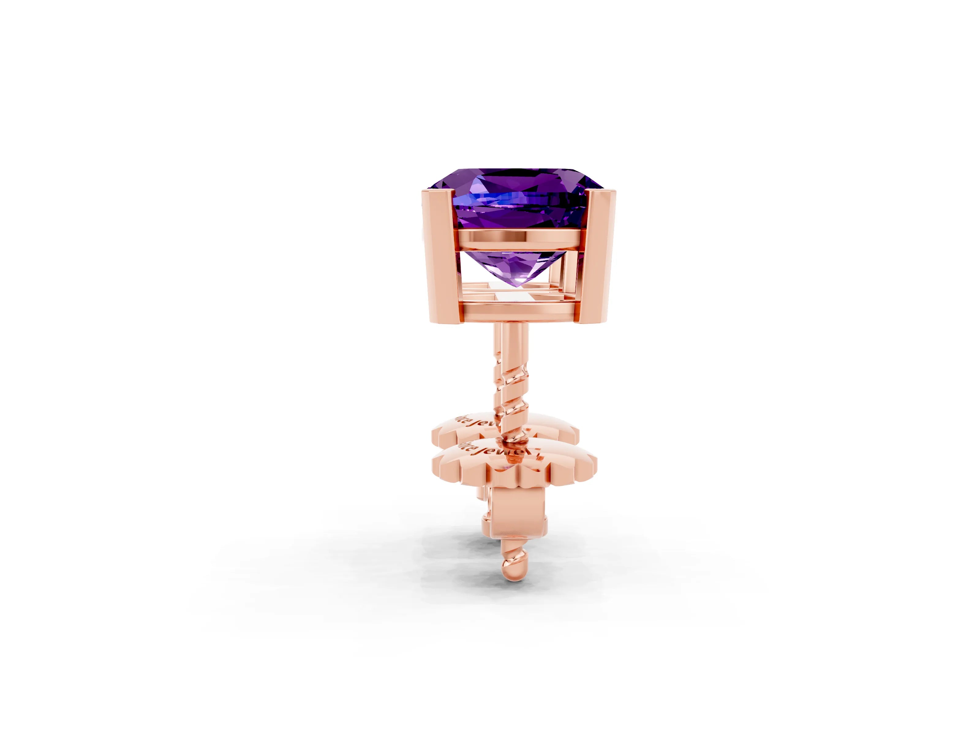 Rose gold Cushion Cut Amethyst Stud Earrings_20