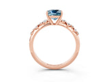 Rose gold Cushion Cut Aquamarine Cluster Side Stone Solitaire Ring with Prong Setting_27