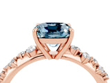 Rose gold Cushion Cut Aquamarine Cluster Side Stone Solitaire Ring with Prong Setting_28