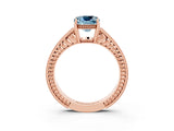Rose gold Cushion Cut Aquamarine Engagement Ring with Milgrain Channel Set Band and Prong Setting_3