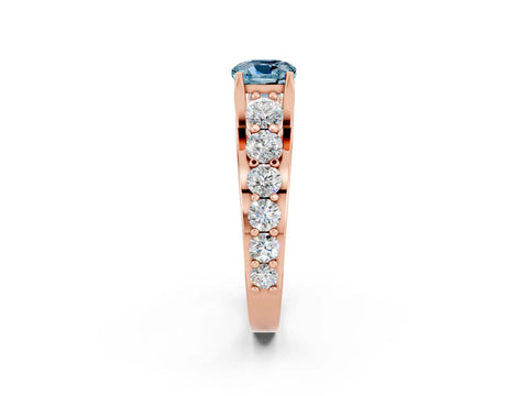 Rose gold Cushion Cut Aquamarine Engagement Ring with Pavé Band and Four-Prong Setting_2