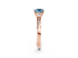 Rose gold Cushion Cut Aquamarine Engagement Ring with Side Stone Accents and Four-Prong Setting_26
