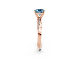 Rose gold Cushion Cut Aquamarine Engagement Ring with Side Stone Accents and Four-Prong Setting_29