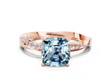Rose gold Cushion Cut Aquamarine Engagement Ring with Side Stone Accents and Four-Prong Setting_84