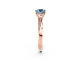 Rose gold Cushion Cut Aquamarine Engagement Ring with Side Stone Accents and Four-Prong Setting_86