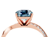 Rose gold Cushion Cut Aquamarine Engagement Ring with Side Stone Accents and Four-Prong Setting_88