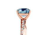 Rose gold Cushion Cut Aquamarine Engagement Ring with Side Stone Accents and Four-Prong Setting_89