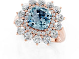 Rose gold Cushion Cut Aquamarine Floral Double Halo Engagement Ring with Prong Setting_61