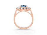 Rose gold Cushion Cut Aquamarine Floral Double Halo Engagement Ring with Prong Setting_63