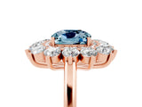 Rose gold Cushion Cut Aquamarine Floral Double Halo Engagement Ring with Prong Setting_65
