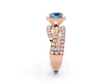 Rose gold Cushion Cut Aquamarine Halo Ring with Round Split Shank and Prong Setting_50