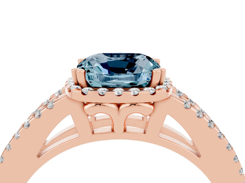 Rose gold Cushion Cut Aquamarine Halo Split Shank Engagement Ring_16