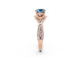 Rose gold Cushion Cut Aquamarine  Halo Twist Band Solitaire Prong Setting Ring_26
