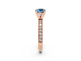 Rose gold Cushion Cut Aquamarine Milgrain Pavé Engagement Ring with Four-Prong Setting_14